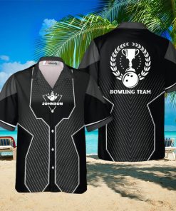 Black Sports Style Trophy Emblem Personalized Bowling Tropical Hawaiian Shirt