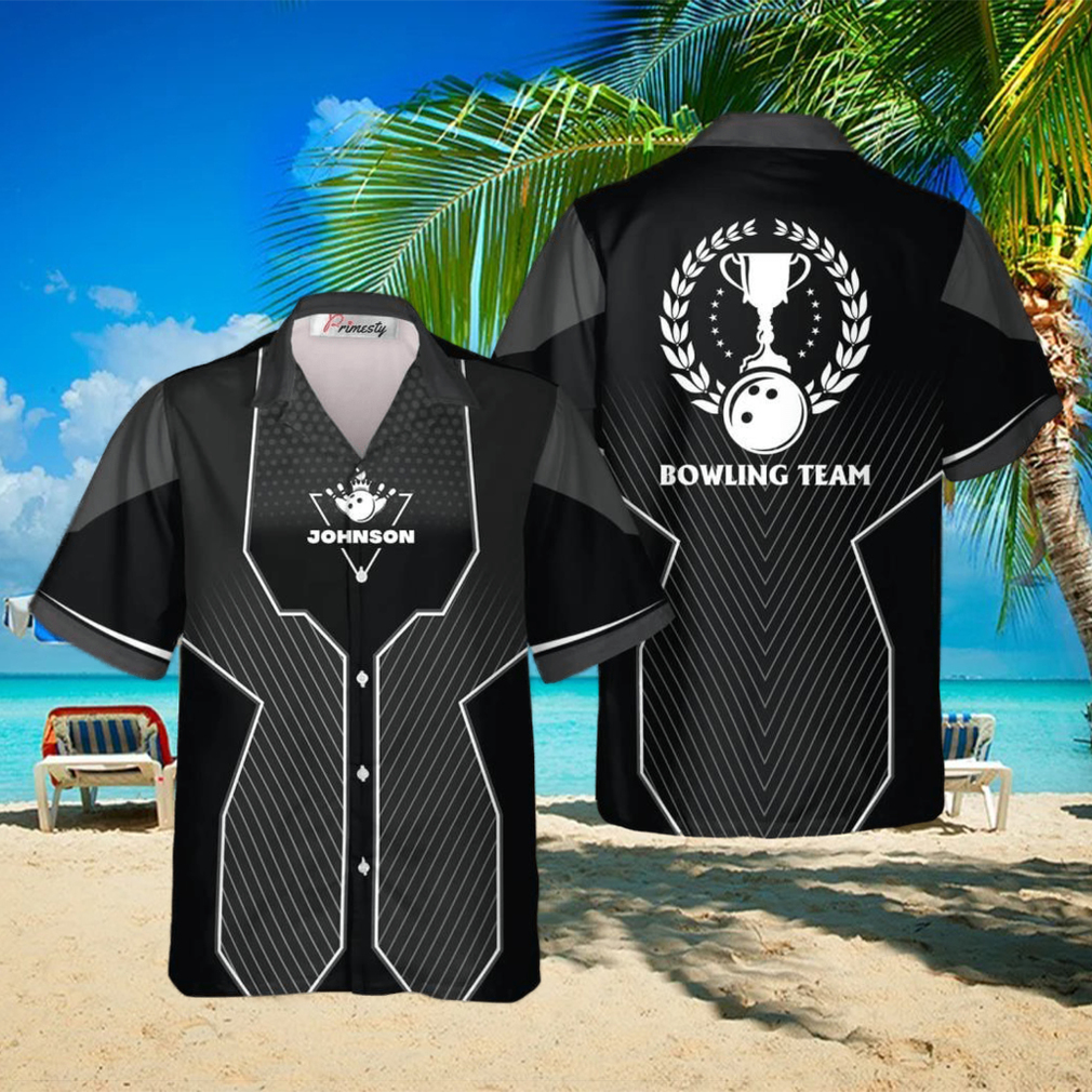 Black Sports Style Trophy Emblem Personalized Bowling Tropical Hawaiian Shirt Black Sports Style Trophy Emblem Personalized Bowling Tropical Hawaiian Shirt