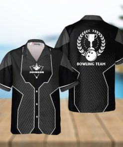 Black Sports Style Trophy Emblem Personalized Bowling Tropical Hawaiian Shirt