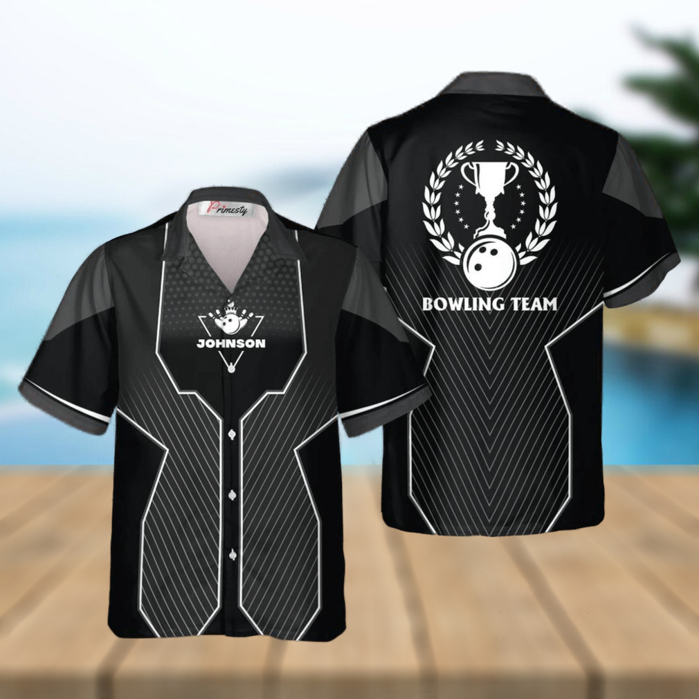 Black Sports Style Trophy Emblem Personalized Bowling Tropical Hawaiian Shirt Black Sports Style Trophy Emblem Personalized Bowling Tropical Hawaiian Shirt