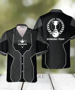 Black Sports Style Trophy Emblem Personalized Bowling Tropical Hawaiian Shirt