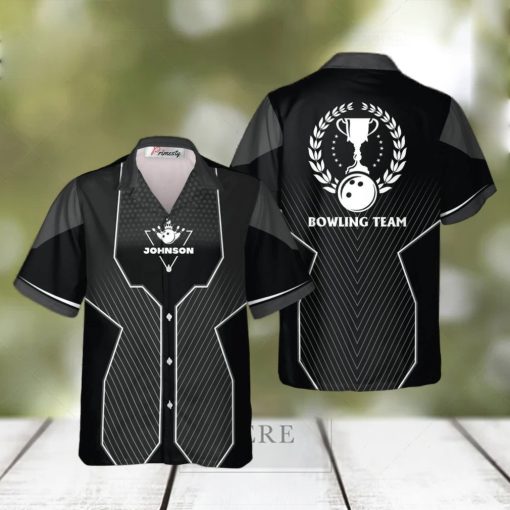 Black Sports Style Trophy Emblem Personalized Bowling Tropical Hawaiian Shirt