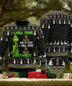 Black Velvet Grinch Will Drink Everywhere Ugly Sweater