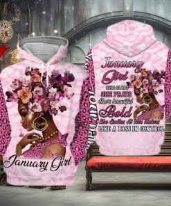 Black Woman January Girl Black Queen Custom Name 3d All Over Print Hoodie