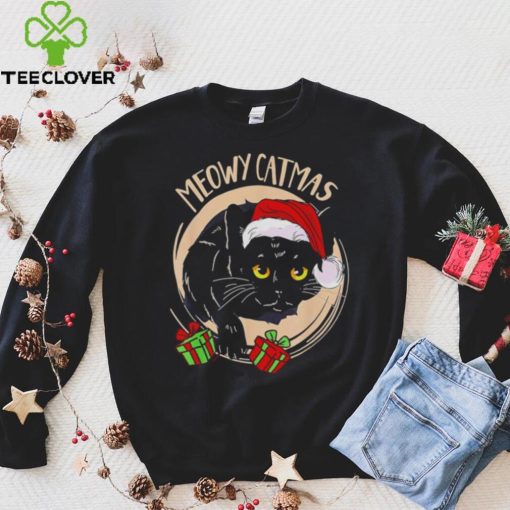 Black cat Santa Meowy Catmas 2022 hoodie, sweater, longsleeve, shirt v-neck, t-shirt