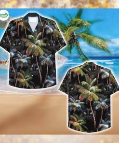 Black cat and palm tree Hawaiian Shirt