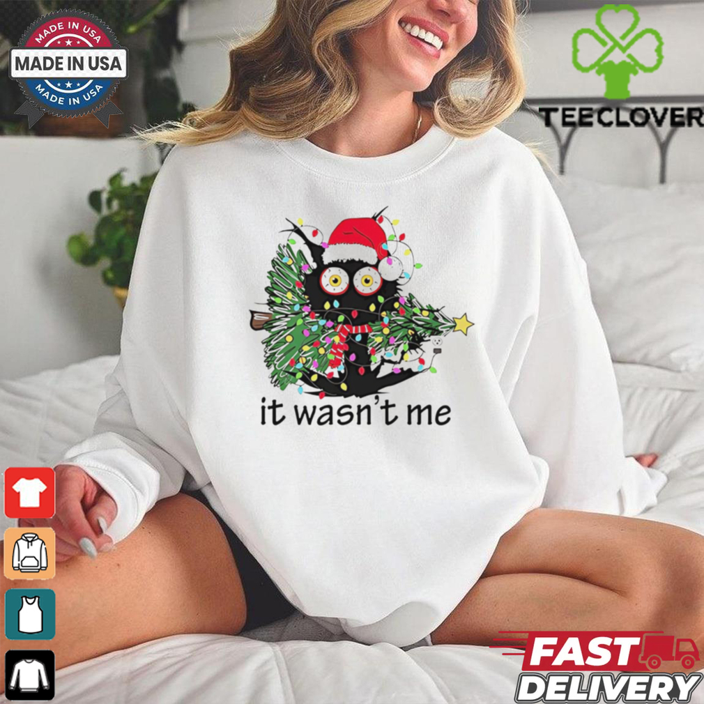 Black cat it wasn’t me Christmas tree shirt Black cat it wasn’t me Christmas tree shirt
