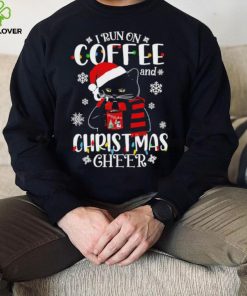 Black cat lights I run on coffee and Christmas 2022 shirt