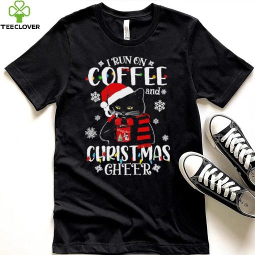 Black cat lights I run on coffee and Christmas 2022 hoodie, sweater, longsleeve, shirt v-neck, t-shirt