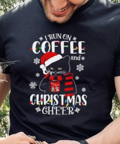 Black cat lights I run on coffee and Christmas 2022 hoodie, sweater, longsleeve, shirt v-neck, t-shirt