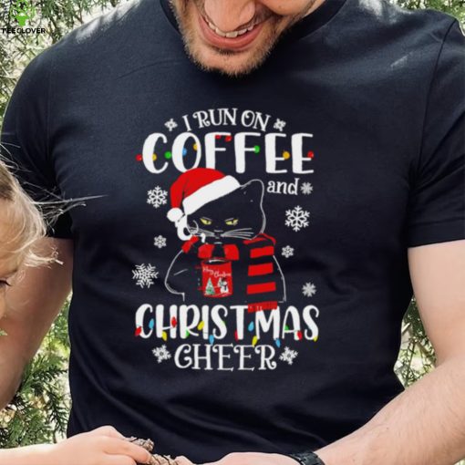 Black cat lights I run on coffee and Christmas 2022 hoodie, sweater, longsleeve, shirt v-neck, t-shirt