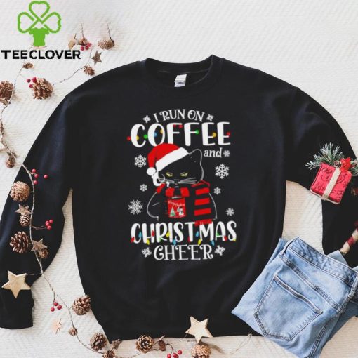 Black cat lights I run on coffee and Christmas 2022 hoodie, sweater, longsleeve, shirt v-neck, t-shirt