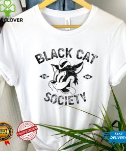 Black cat society cartoon shirt