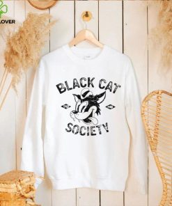 Black cat society cartoon shirt