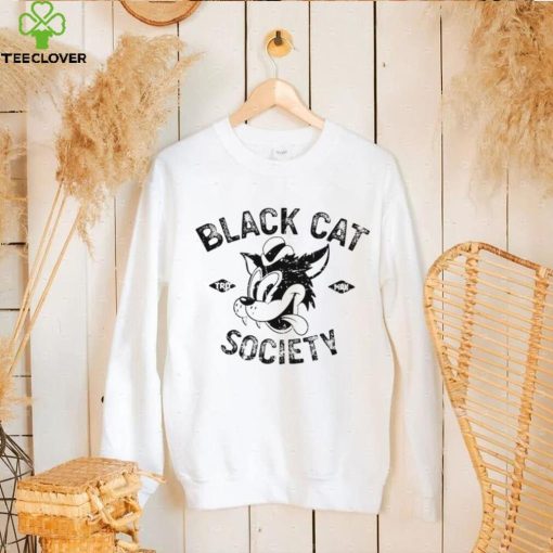 Black Cat Society Cartoon T-Shirt – Fun and Stylish Graphic Tee
