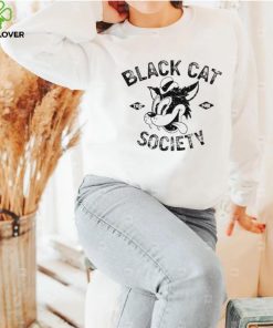 Black cat society cartoon shirt