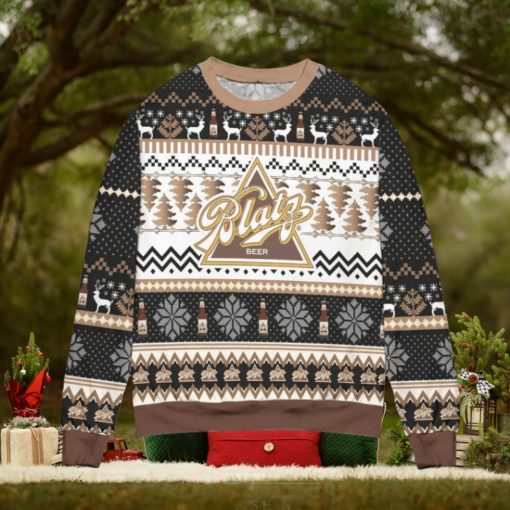 Blatz Beer Logo Snowflakes Knitted Ugly Xmas Sweater