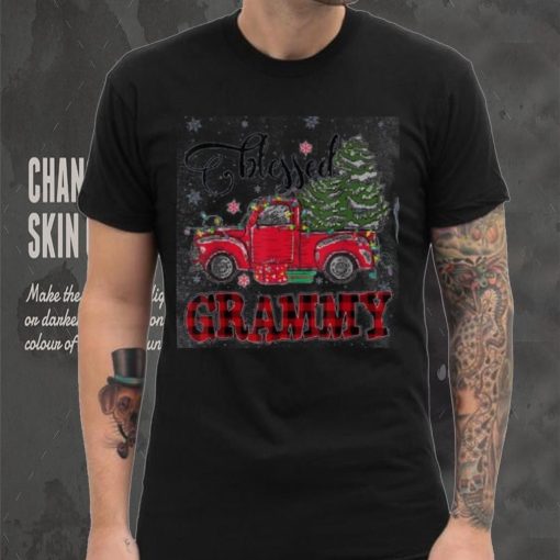 Blessed Grammy Funny Christmas Family Lights Truck Red Tree Shirt