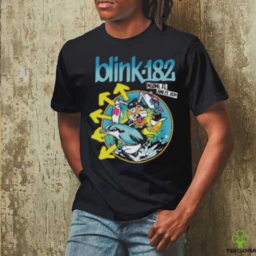 Blink 182 Miami Florida Merch Rabbit Ride The Dolphin Art At Kaseya Center On June 21 2024 Classic T Shirt