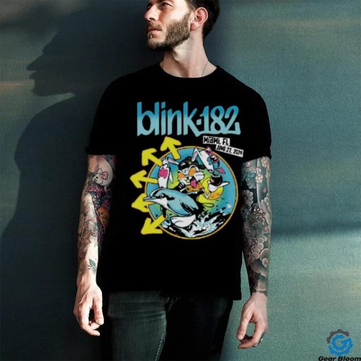 Blink 182 Miami Florida Merch Rabbit Ride The Dolphin Art At Kaseya Center On June 21 2024 Classic T Shirt