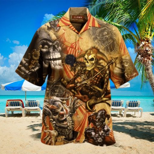 Blood A King In Heart Clown Skull Hawaiian Shirt