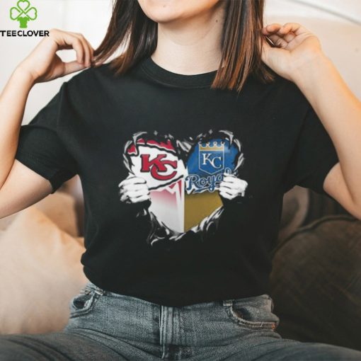 Blood Inside Kansas City Chiefs And Kansas City Royals Heart T Shirt