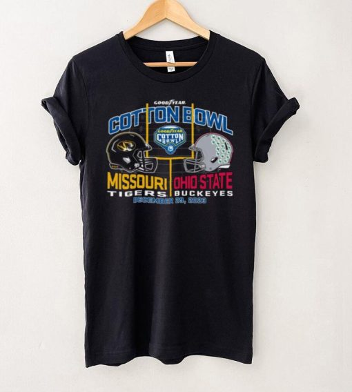 Blue 84 Adult 2023 Cotton Bowl Missouri Tigers vs. Ohio State Buckeyes Dueling T Shirt