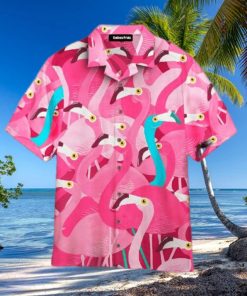 Blue And Pink Flamingo Hawaiian Shirts