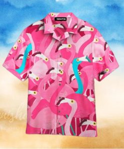 Blue And Pink Flamingo Hawaiian Shirts