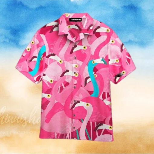 Blue And Pink Flamingo Hawaiian Shirts