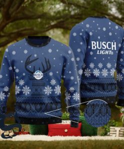 Blue Busch Light Reindeer Snowy Christmas Sweater, Christmas Gift Apparel, Merry Ugly Christmas Sweater