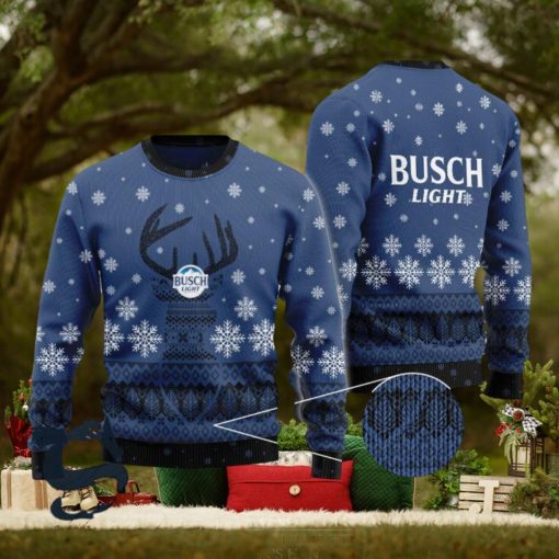 Blue Busch Light Reindeer Snowy Christmas Sweater, Christmas Gift Apparel, Merry Ugly Christmas Sweater