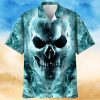 Blue Flame Skull Art – Skull Unisex Hawaiian Shirt Summer Hawaiian For Men Women Couple