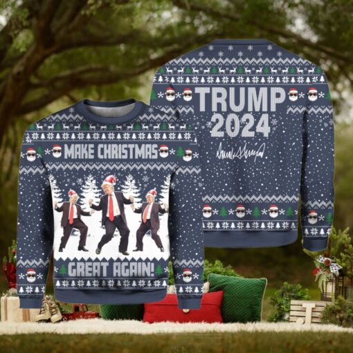 Blue Funny Trump Dancing Make Christmas Great Again Ugly Sweater