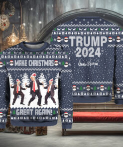 Blue Funny Trump Dancing Make Christmas Great Again Ugly Sweater