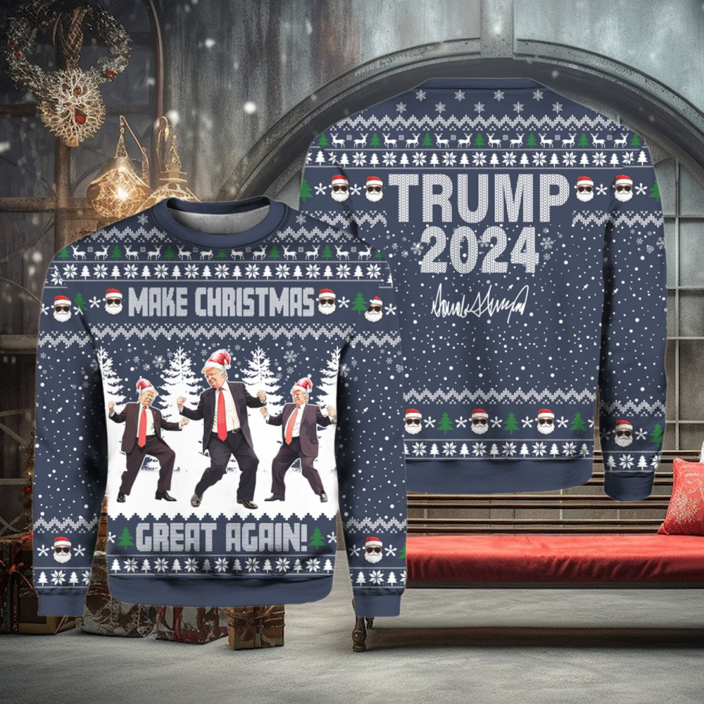 Blue Funny Trump Dancing Make Christmas Great Again Ugly Sweater Blue Funny Trump Dancing Make Christmas Great Again Ugly Sweater