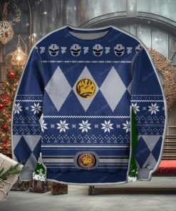 Blue Mighty Morphin Power Rangers 1993 Knitted Ugly Xmas Sweater