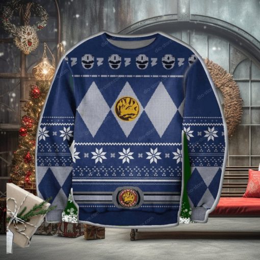 Blue Mighty Morphin Power Rangers 1993 Knitted Ugly Xmas Sweater