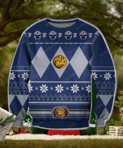 Blue Mighty Morphin Power Rangers 1993 Knitted Ugly Xmas Sweater