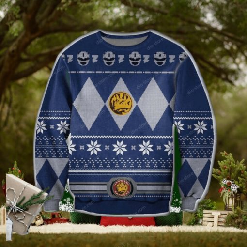 Blue Mighty Morphin Power Rangers 1993 Knitted Ugly Xmas Sweater