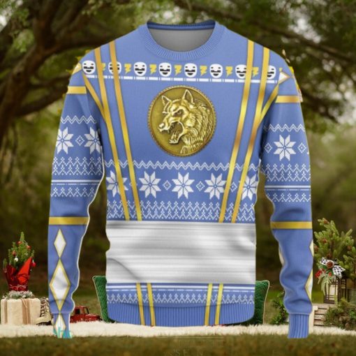 Blue Ninja Mighty Morphin Power Rangers Custom Ugly Sweater 3D Gift For Men And Women