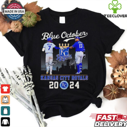 Blue October Kansas City Royals Bobby Witt Jr. and Salvador Perez signature 2024 hoodie, sweater, longsleeve, shirt v-neck, t-shirt