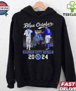 Blue October Kansas City Royals Bobby Witt Jr. and Salvador Perez signature 2024 hoodie, sweater, longsleeve, shirt v-neck, t-shirt