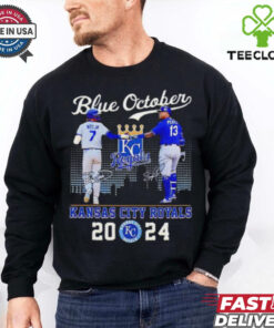 Blue October Kansas City Royals Bobby Witt Jr. and Salvador Perez signature 2024 hoodie, sweater, longsleeve, shirt v-neck, t-shirt