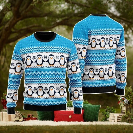 Blue Penguins Xmas Pattern Christmas Unisex Ugly Sweater