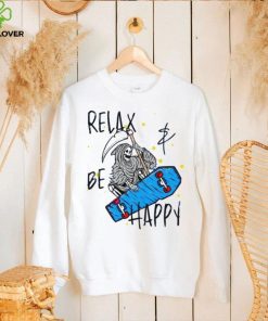 Blue Relax And Be Happy Cool Skateboarding Grim Reaper T Shirt