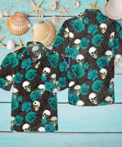 Blue Roses And Gothic Skull Hawaiian Shirt Style Gift