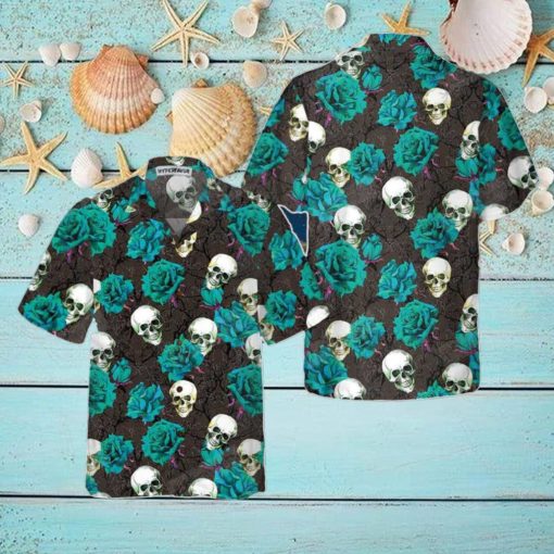 Blue Roses And Gothic Skull Hawaiian Shirt Style Gift