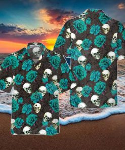 Blue Roses And Gothic Skull Hawaiian Shirt Style Gift