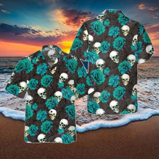 Blue Roses And Gothic Skull Hawaiian Shirt Style Gift